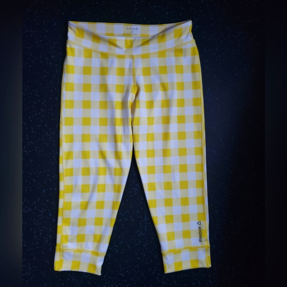 Reebok leggings in cute yellow gingham